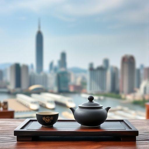 广州高端喝茶茶具与城市景观