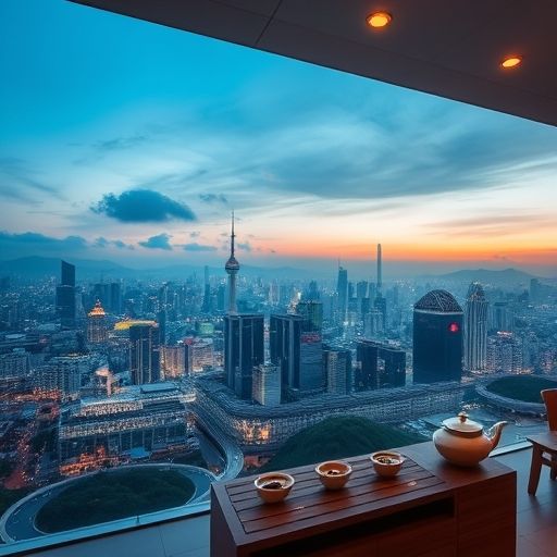 深圳高端喝茶工作室与城市风光