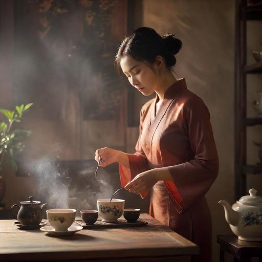 茶艺师专业泡茶的瞬间捕捉