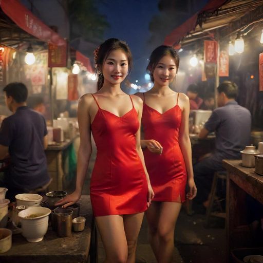 广州夜市茶摊的热闹氛围