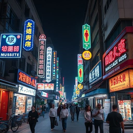 佛山夜间按摩店街景
