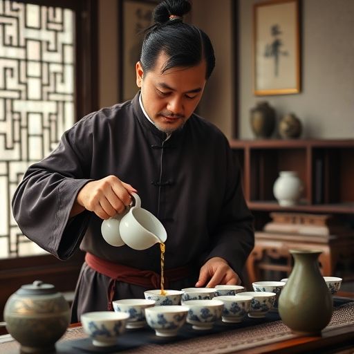 茶艺师在广州品茶工作室泡茶