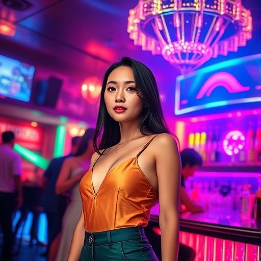 深圳夜场热闹场景灯光绚丽的会所内部