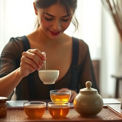 茶艺师专注泡茶的瞬间