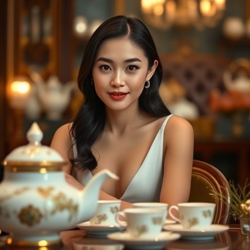 精致的茶具和环境细节
