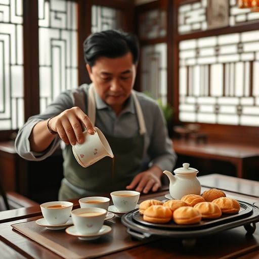 茶师在广州品茶私人工作室泡茶