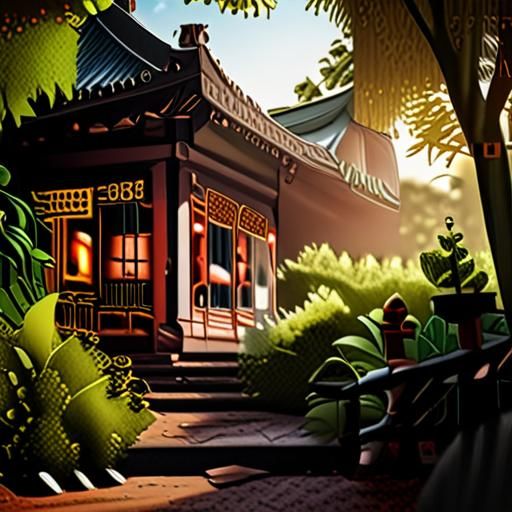 隐藏在创意园区绿意中的茶馆入口显得格外宁静