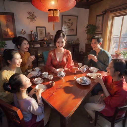 轻松聊天的喝茶时光