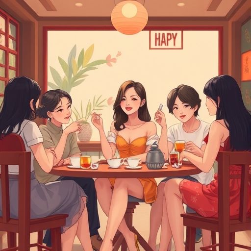 朋友们在茶肆的欢乐时光