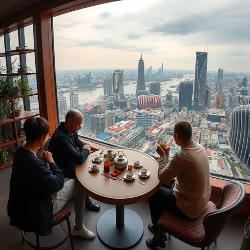 广州品茶工作室窗边品茶的顾客