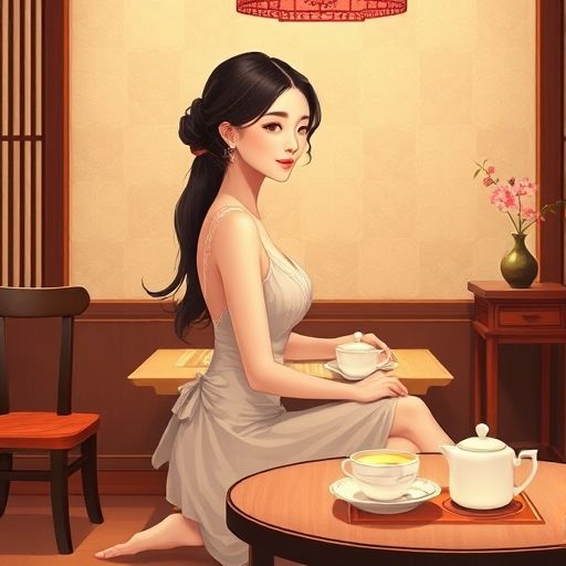 茶肆包厢内的安静茶桌场景