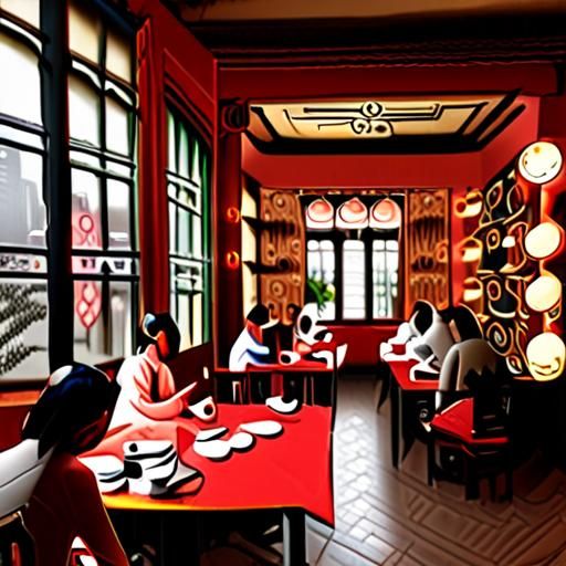 茶肆周末活动的热闹场景