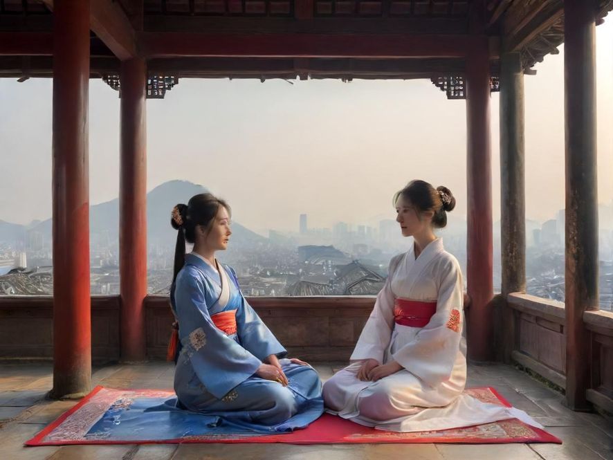 一位气质优雅的女士，在光线柔和的高级会所内，享受着宁静的时光。