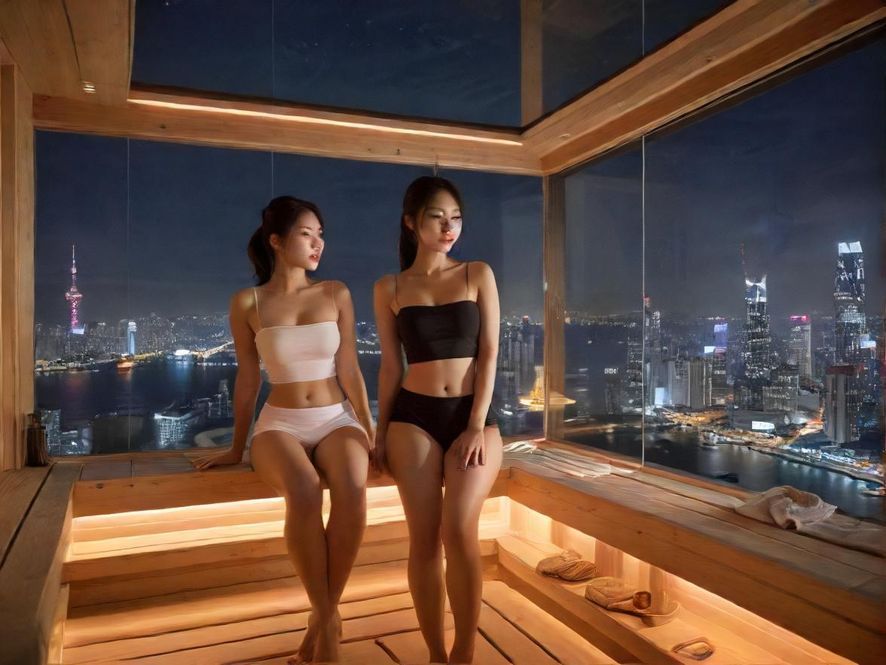 广深桑拿网为您精选的温馨桑拿房，落地窗外是迷人的城市夜景