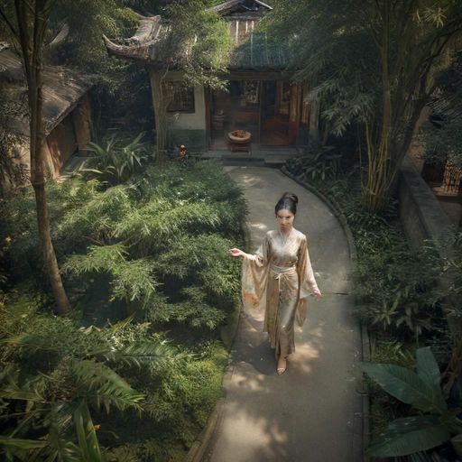 广州隐藏茶社庭院竹林风光