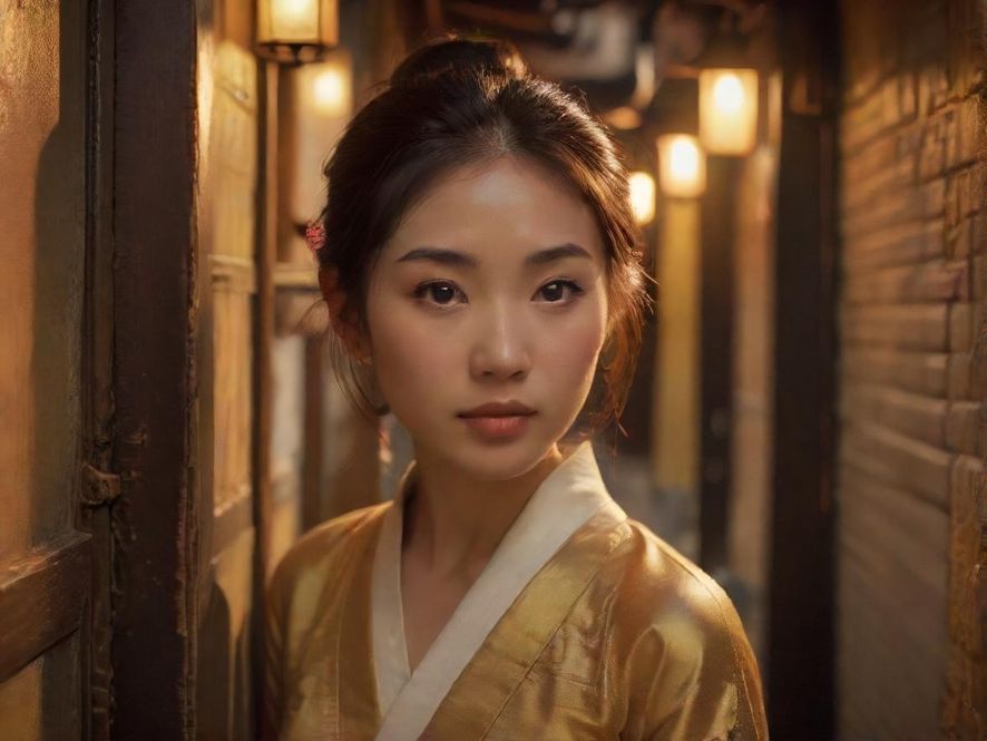 在繁华都市的深巷中，一扇古朴而雅致的木门，门缝中透出温暖的光线，仿佛通向一个别有洞天的休闲秘境。