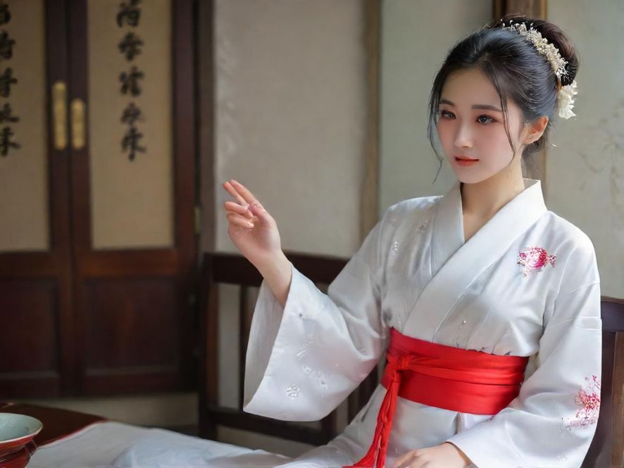 南沙高端私密会所内部,一位美丽的服务人员在柔和光线下,展现亚洲风情,置身舒适私人房间。