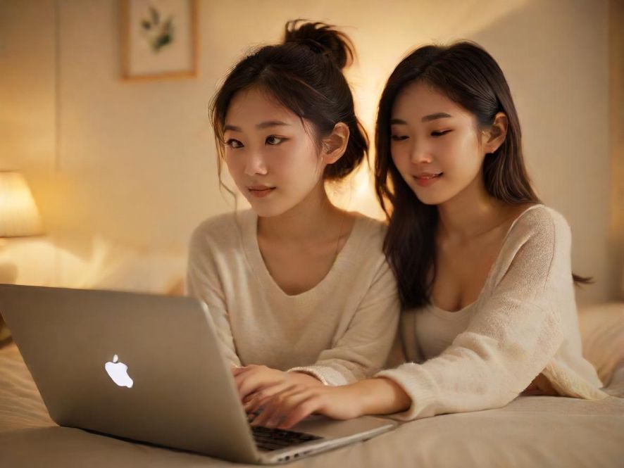 一个人在电脑前浏览ypx论坛,背景是温馨的房间