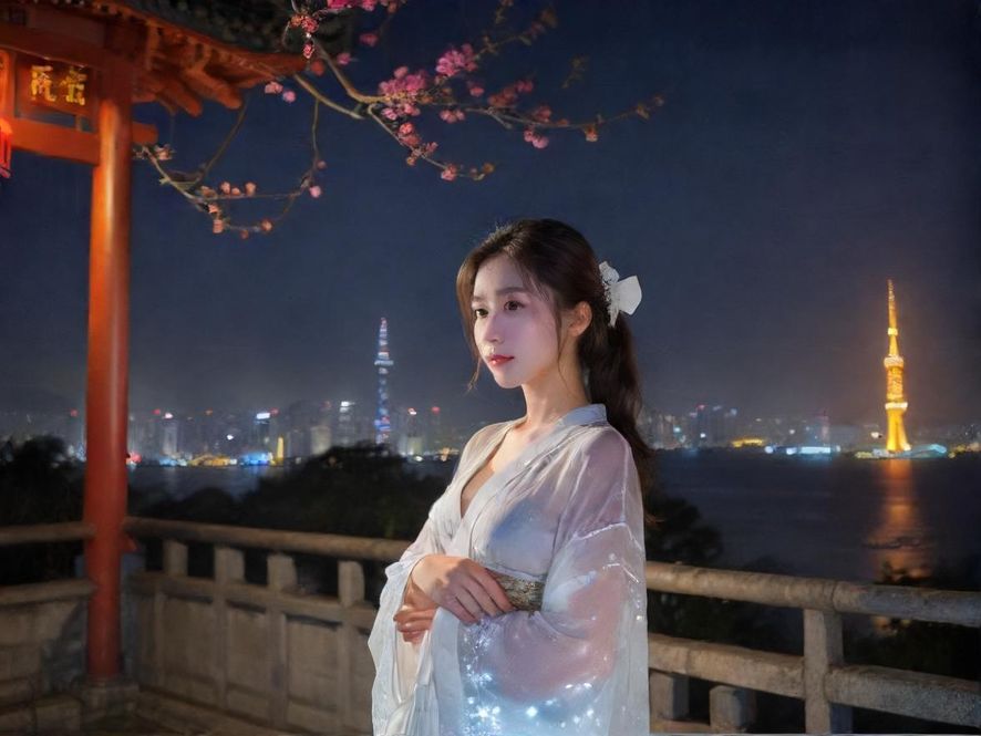 广州璀璨夜景与霓虹灯光