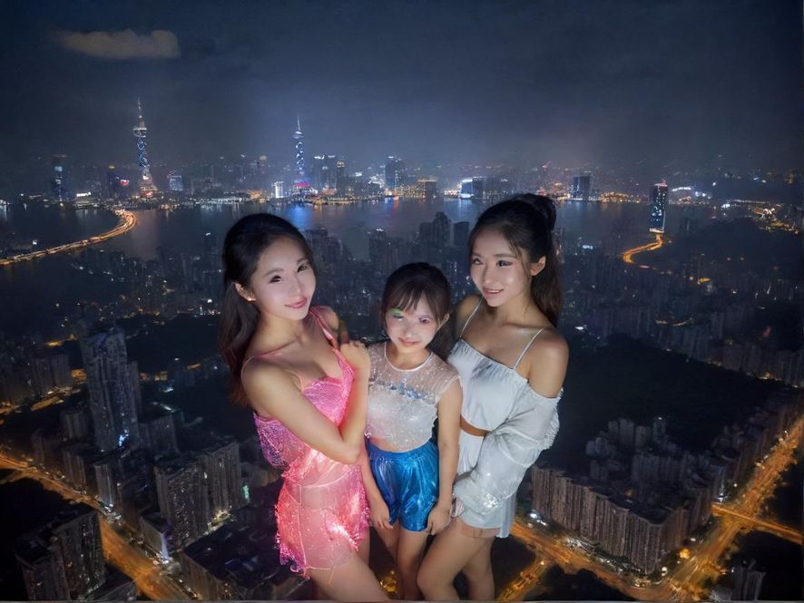 深圳璀璨夜景，高楼林立，车水马龙，一派繁华景象。