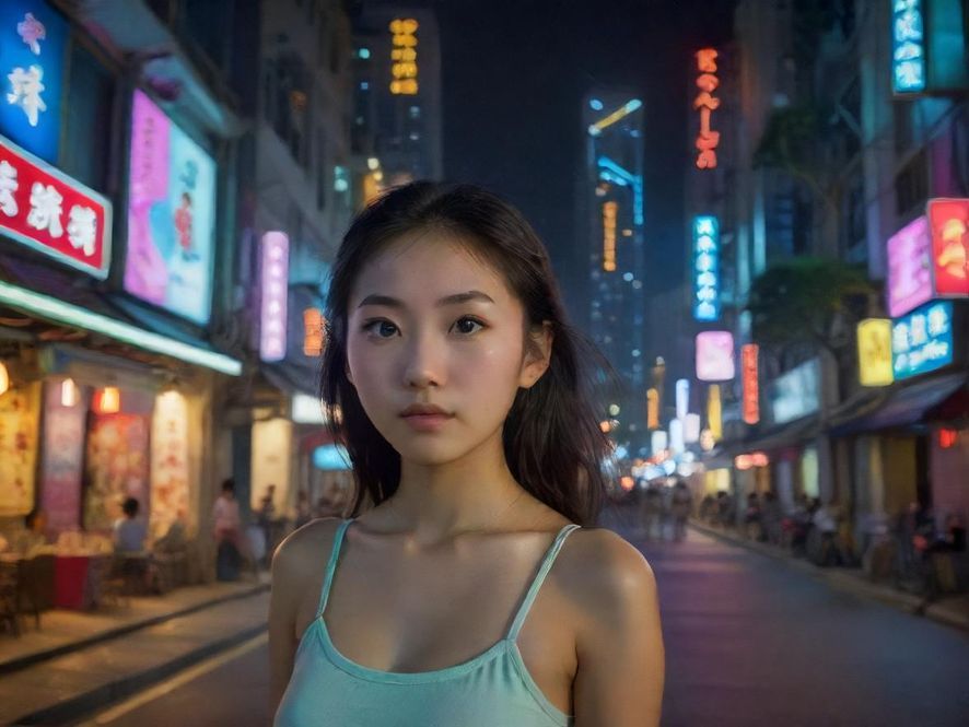 广州夜景下的城市风光