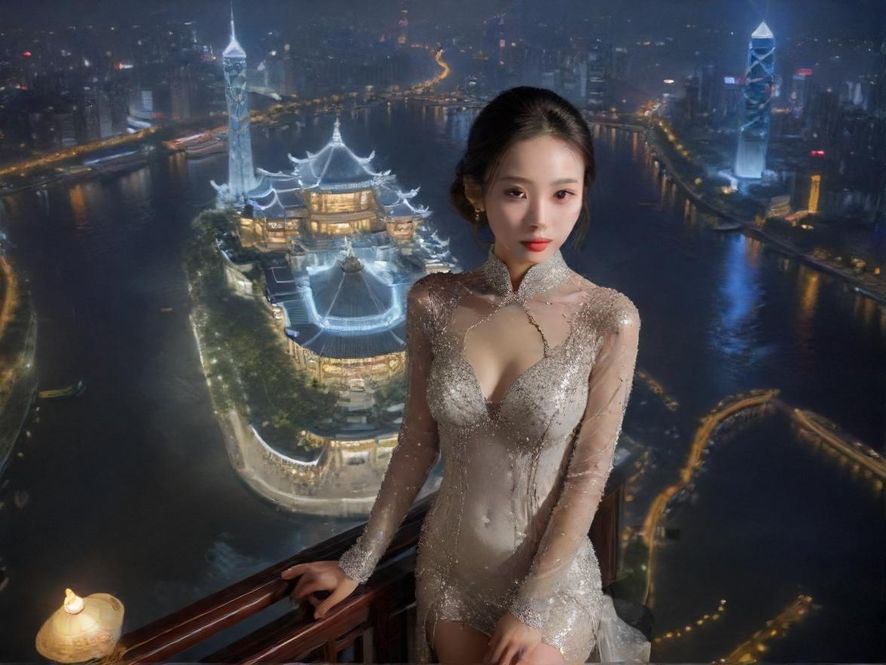 广州茶社夜景俯瞰