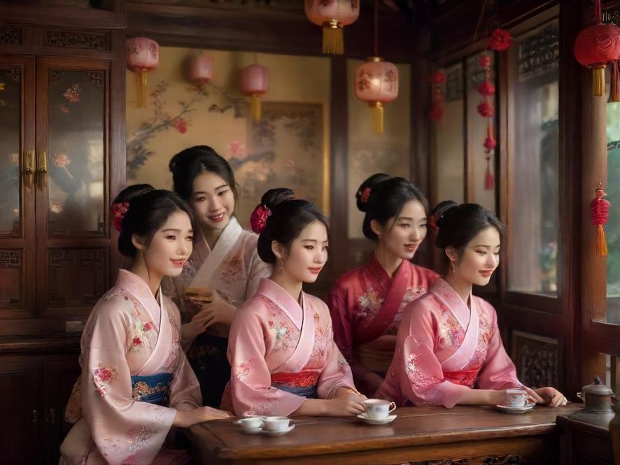 广州传统茶室休闲场景