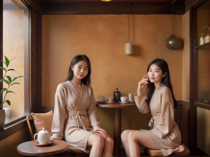 广州悦来香内部一隅,暖色灯光下,雅致的茶室空间流淌着宁静与舒适。