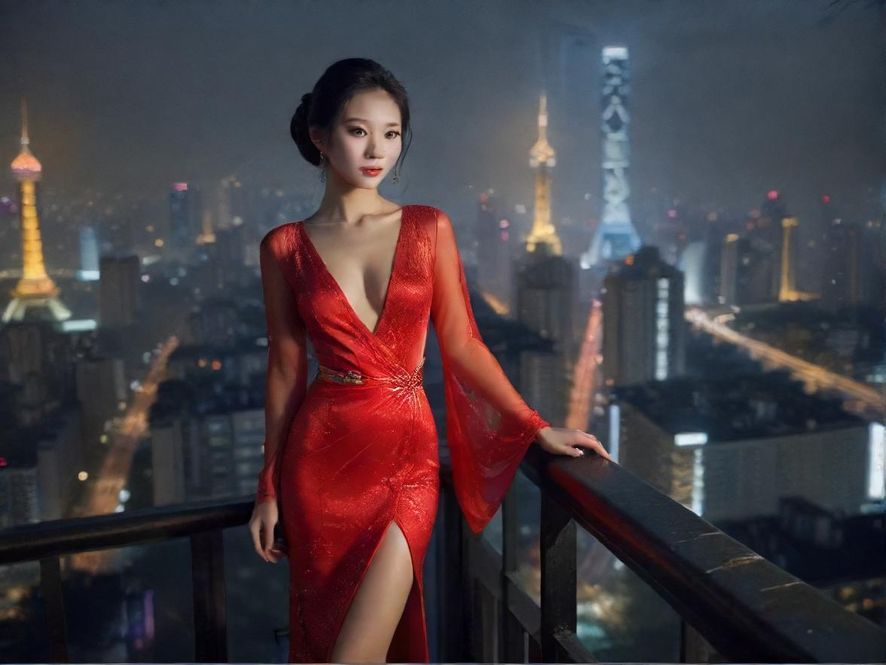 广州夜色下的繁华街道