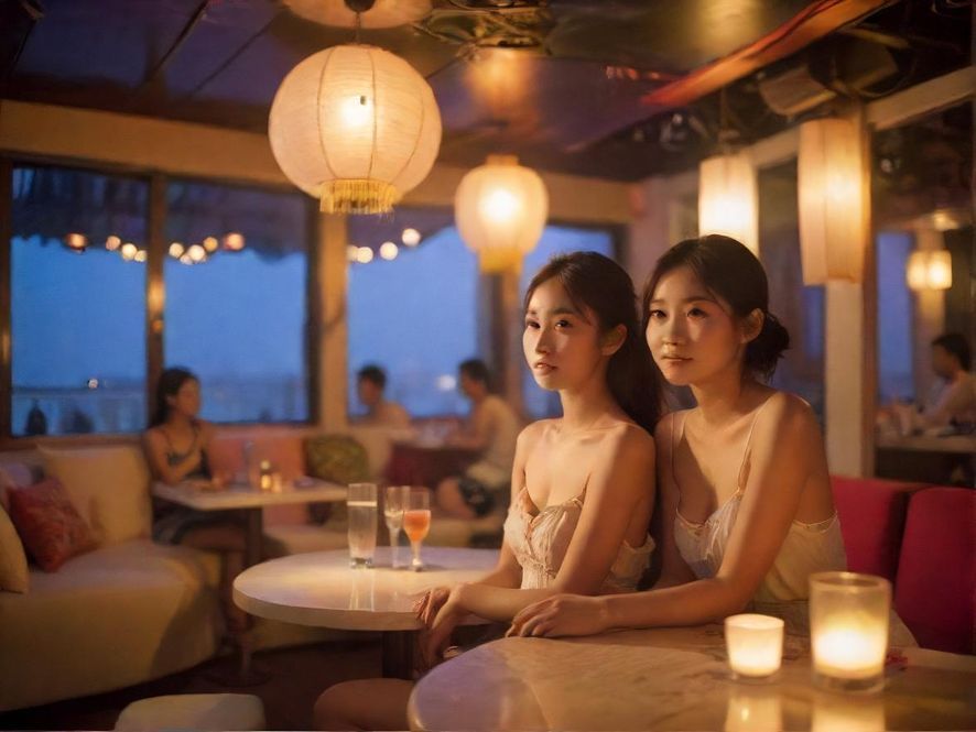 在广州一间充满特色的私房菜馆内,两位朋友在柔和的灯光下轻松愉悦地交谈着