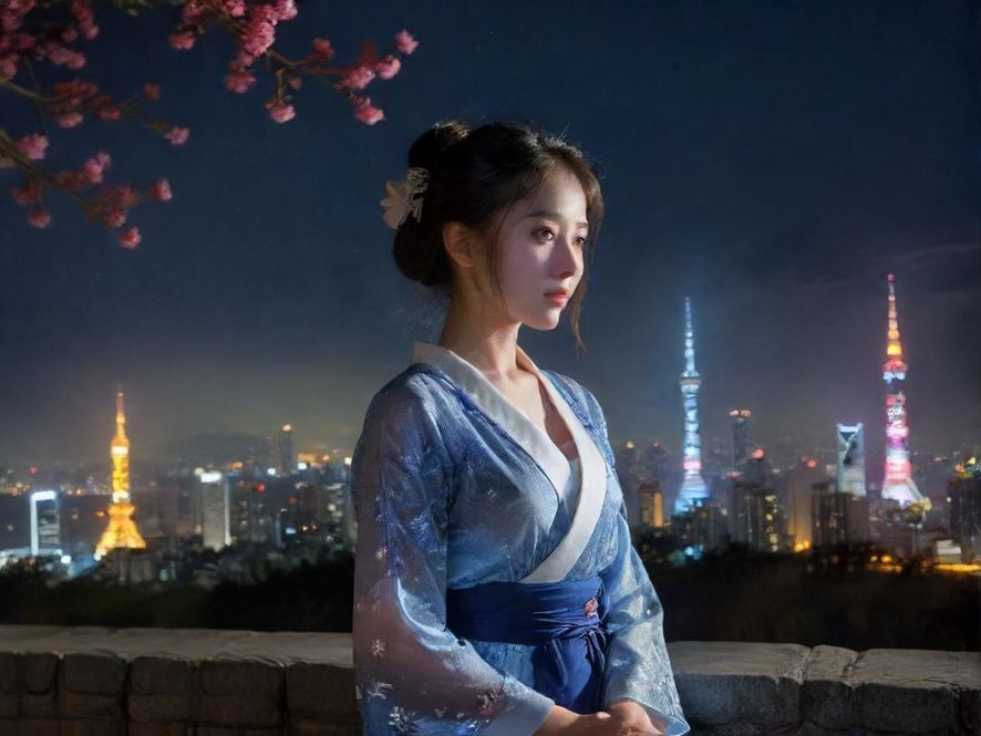 城市璀璨夜色下,魅力无限的背影。