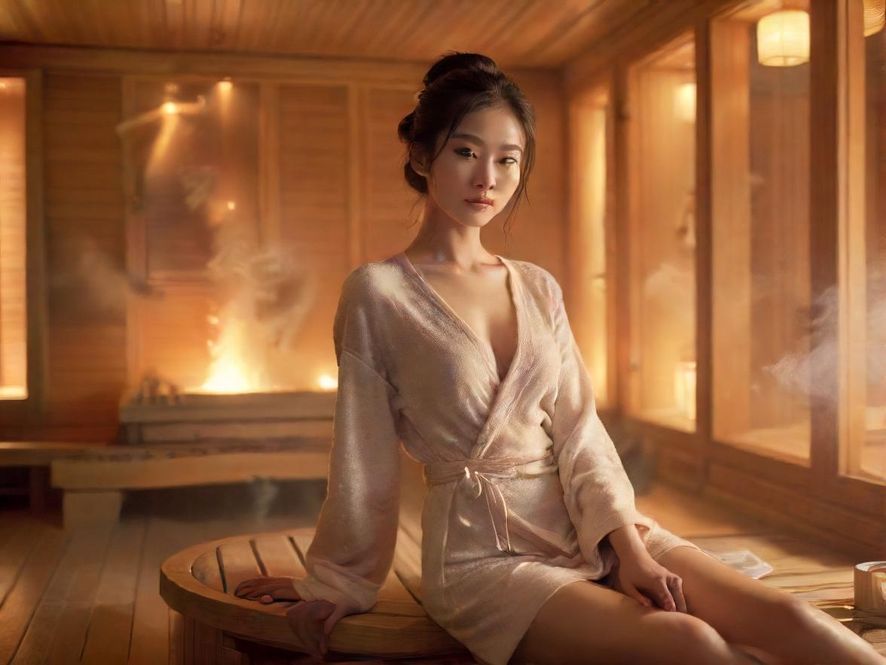 充满蒸汽的桑拿房,感觉很放松
