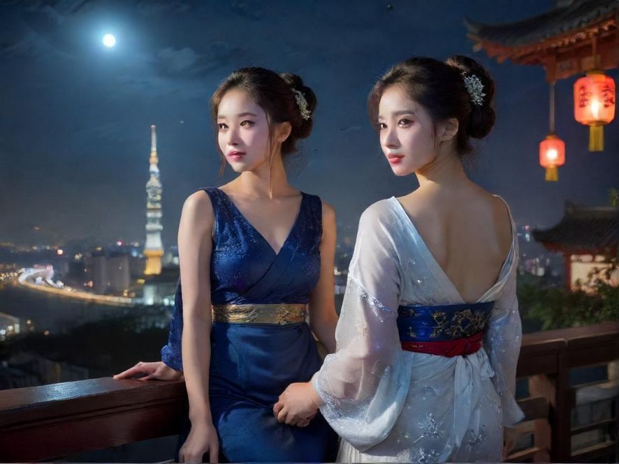 广州璀璨夜景,城市一角灯火辉煌