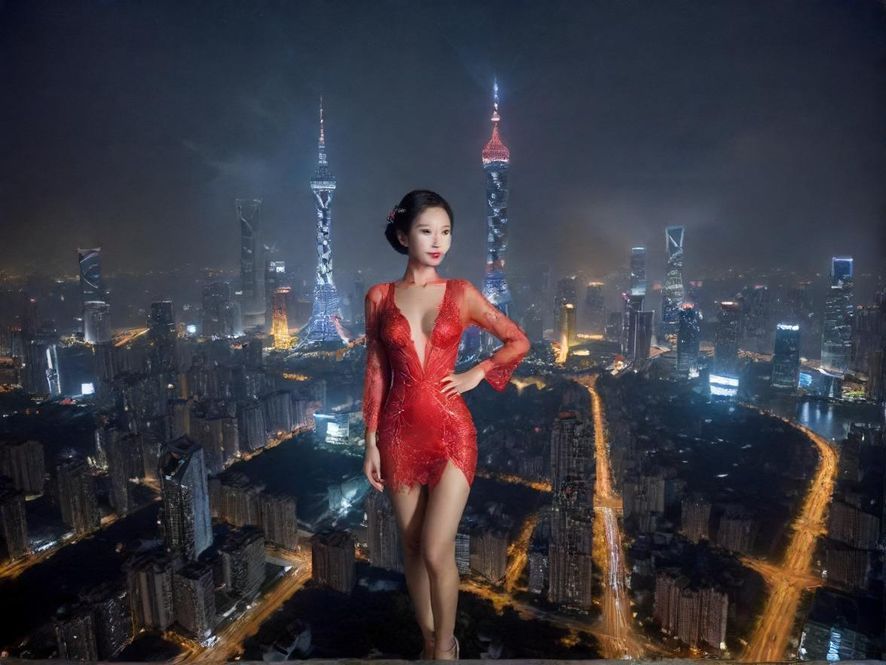 广州天河夜景,繁华的城市景象