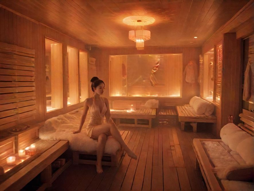 夜场桑拿会所豪华休息区氛围图