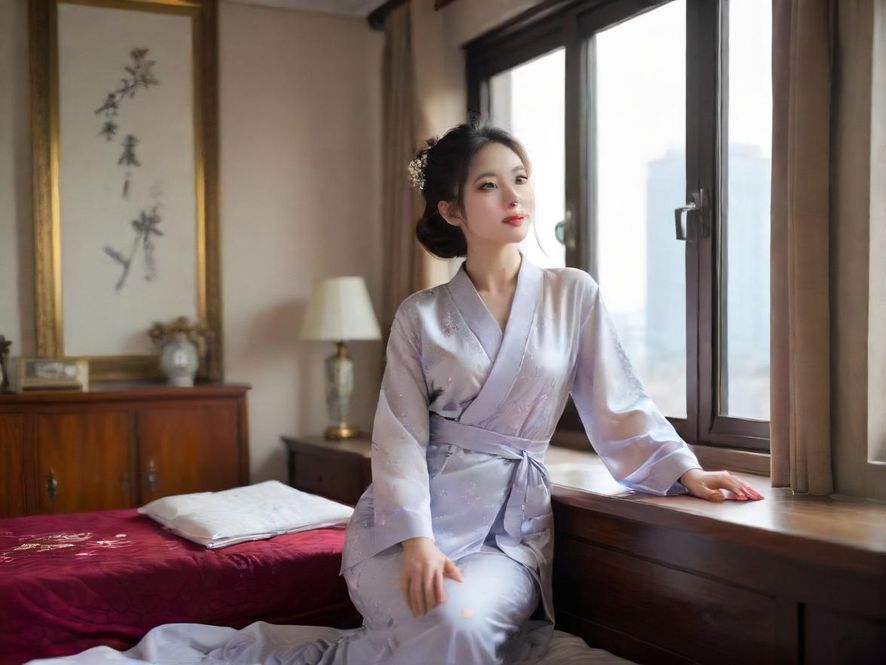 一位女性在舒适的卧室中享受专业的定制按摩服务,面部表情放松,光线柔和,营造出宁静放松的氛围。