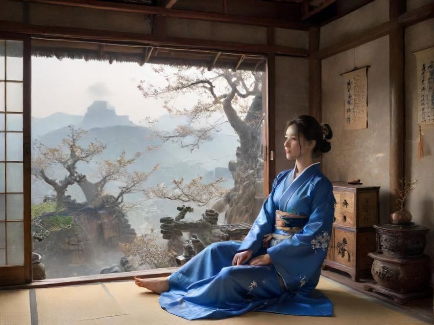 一位女士在温馨的居家环境中享受放松时刻