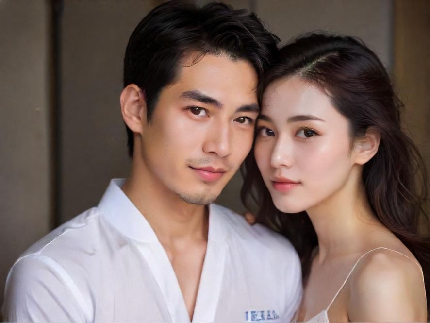 一对年轻男女在咖啡馆里轻松地使用手机,享受着休闲时光。