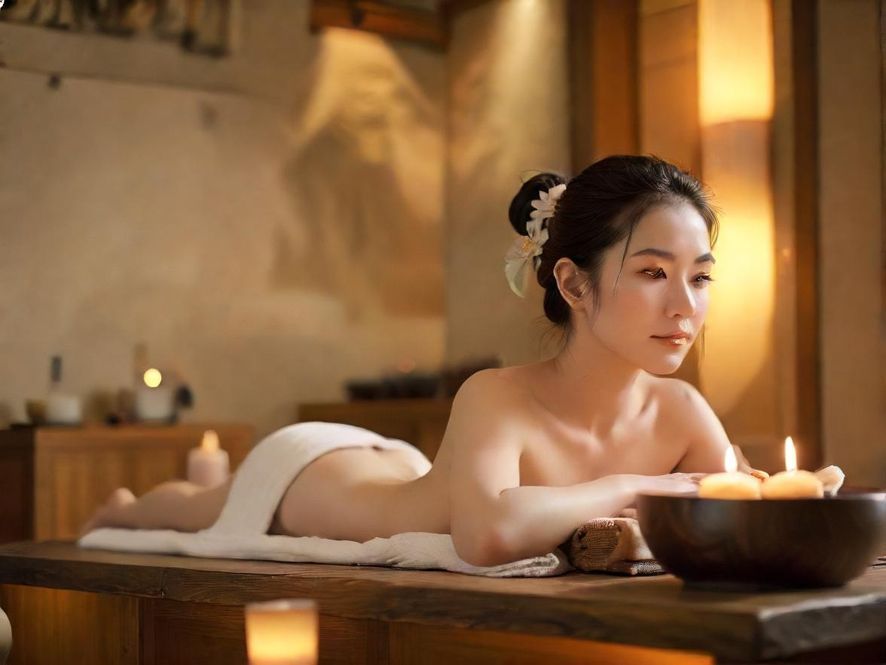 专业的SPA按摩师在柔和的灯光下,专注而细致地为客人提供服务,营造出私密宁静的放松氛围。